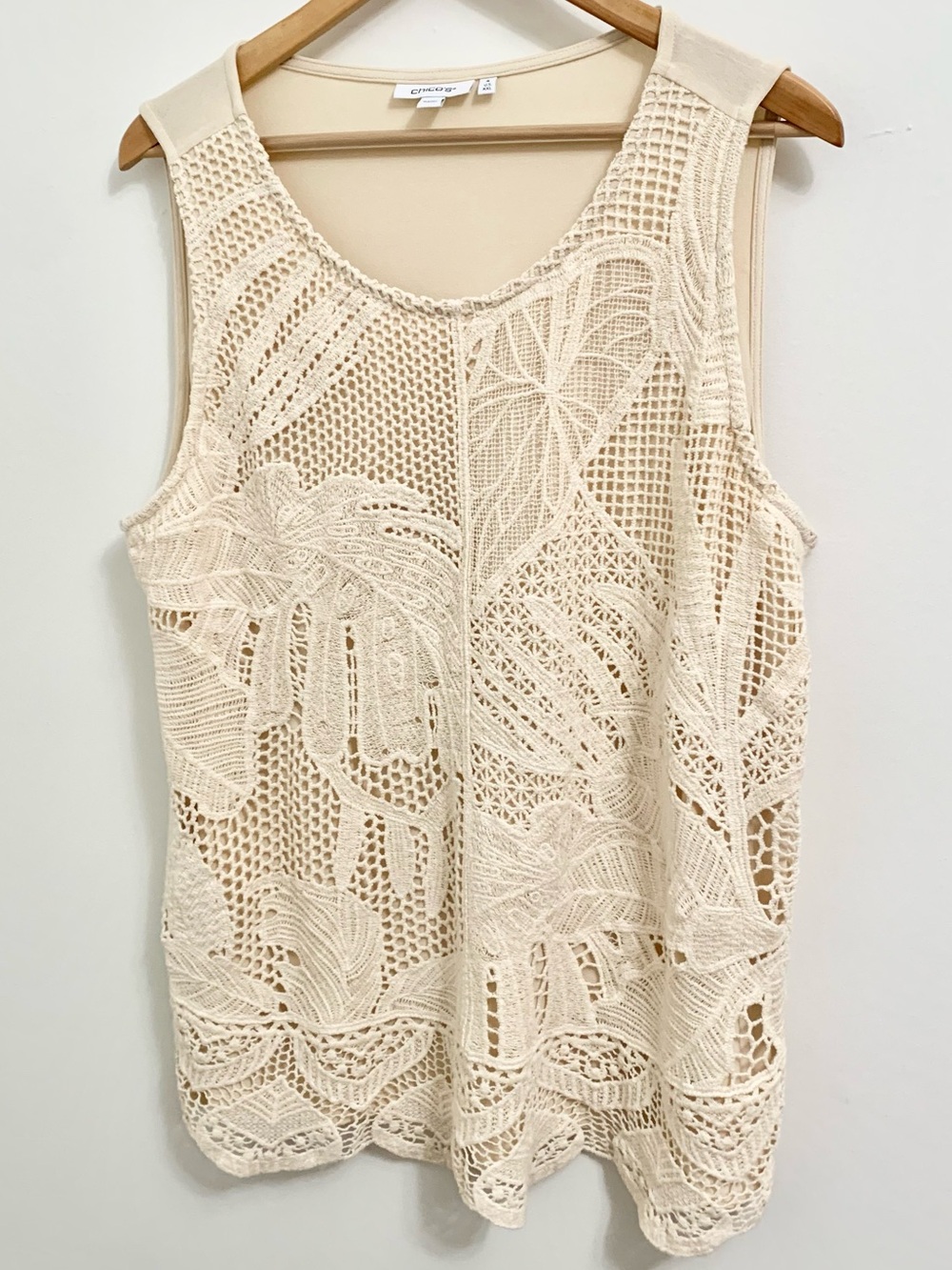 Chicos Crochet Lace Tank Top Lined - 4 - XXL